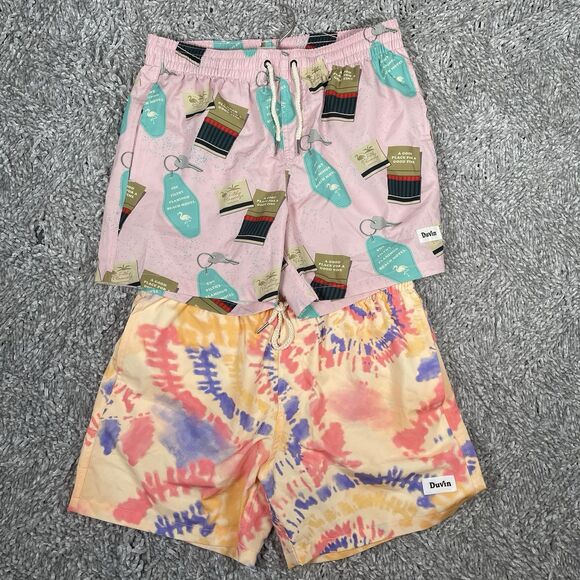 Duvin Design Swim Trunk Bundle of Two Men's Medium Lined Stretch Designer Beach - Picture 1 of 6